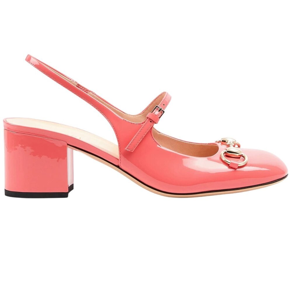 Gucci - Horsebit 55 Patent Leather Slingback Pumps - IT 39.5